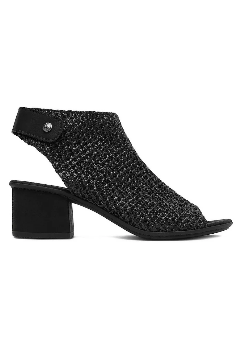 Sandale dama  toc bloc, Negru