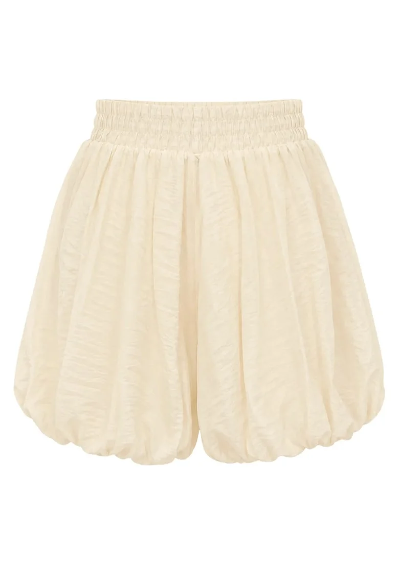 Pantaloni scurti,  mini, talie inalta, crem natural, pentru femei