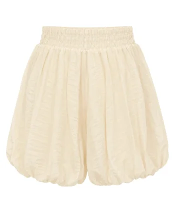 Pantaloni scurti,  mini, talie inalta, crem natural, pentru femei