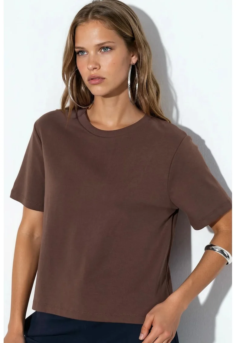 Tricou dama,  tricou din bumbac, maneca scurta, maro cafea