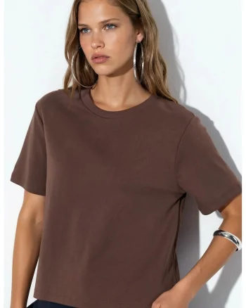 Tricou dama,  tricou din bumbac, maneca scurta, maro cafea