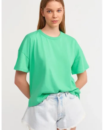 Tricou dama,  supradimensionat, verde menta, bumbac