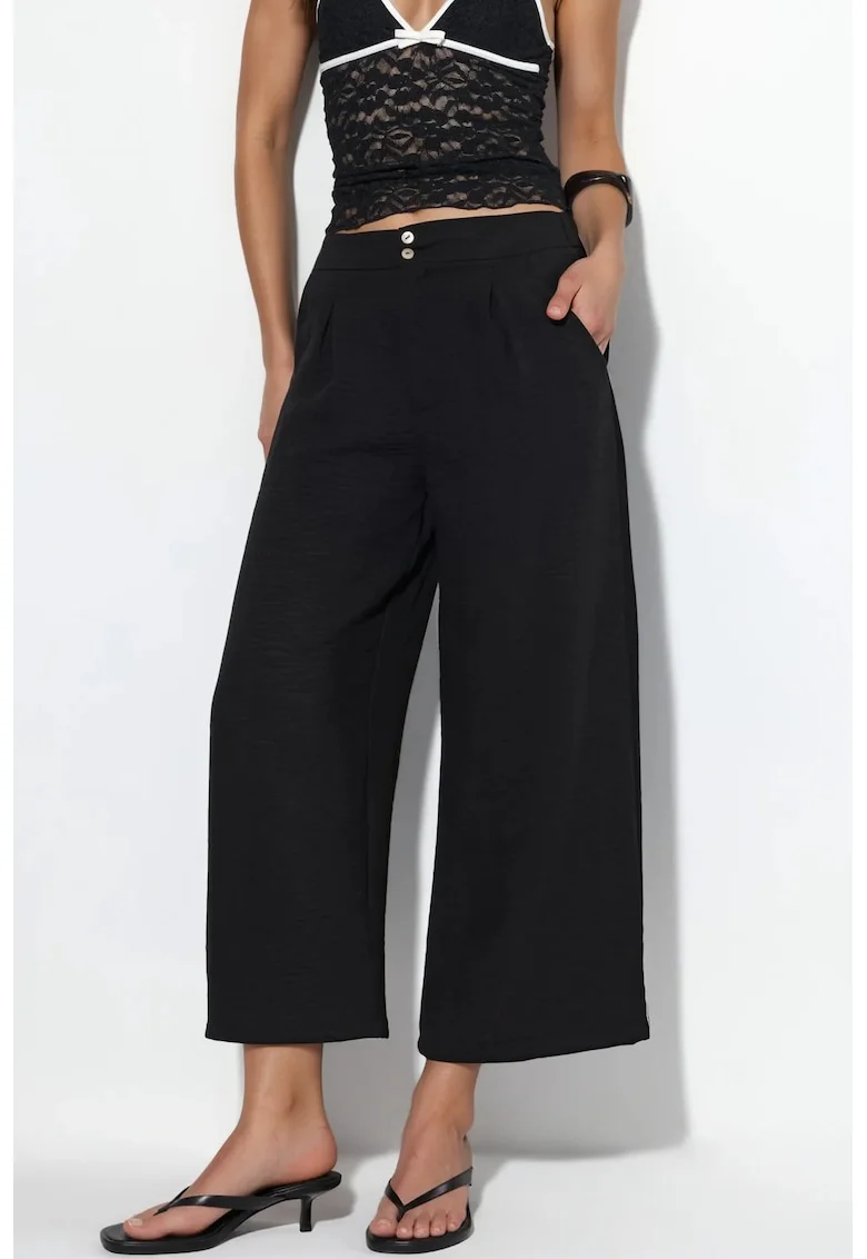 Pantaloni dama  talie inalta, negru, Negru