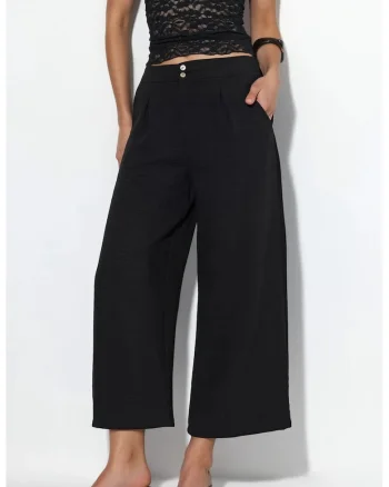 Pantaloni dama  talie inalta, negru, Negru
