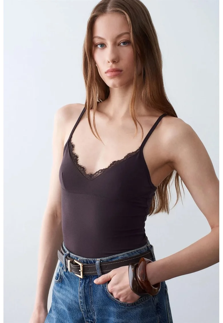 Bluza dama,  fara maneci, decolteu in V, negru, lyocell, casual