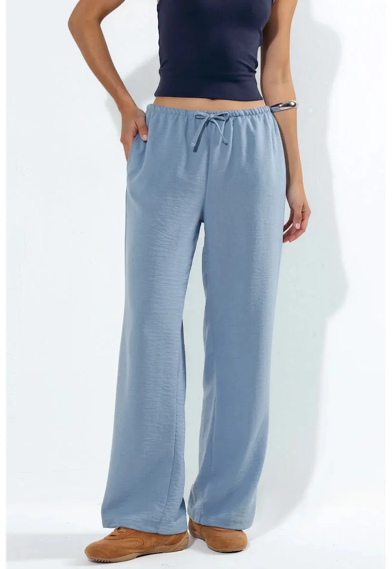 Pantaloni dama,  tesuti, casual, Maya Blue, 100% poliester