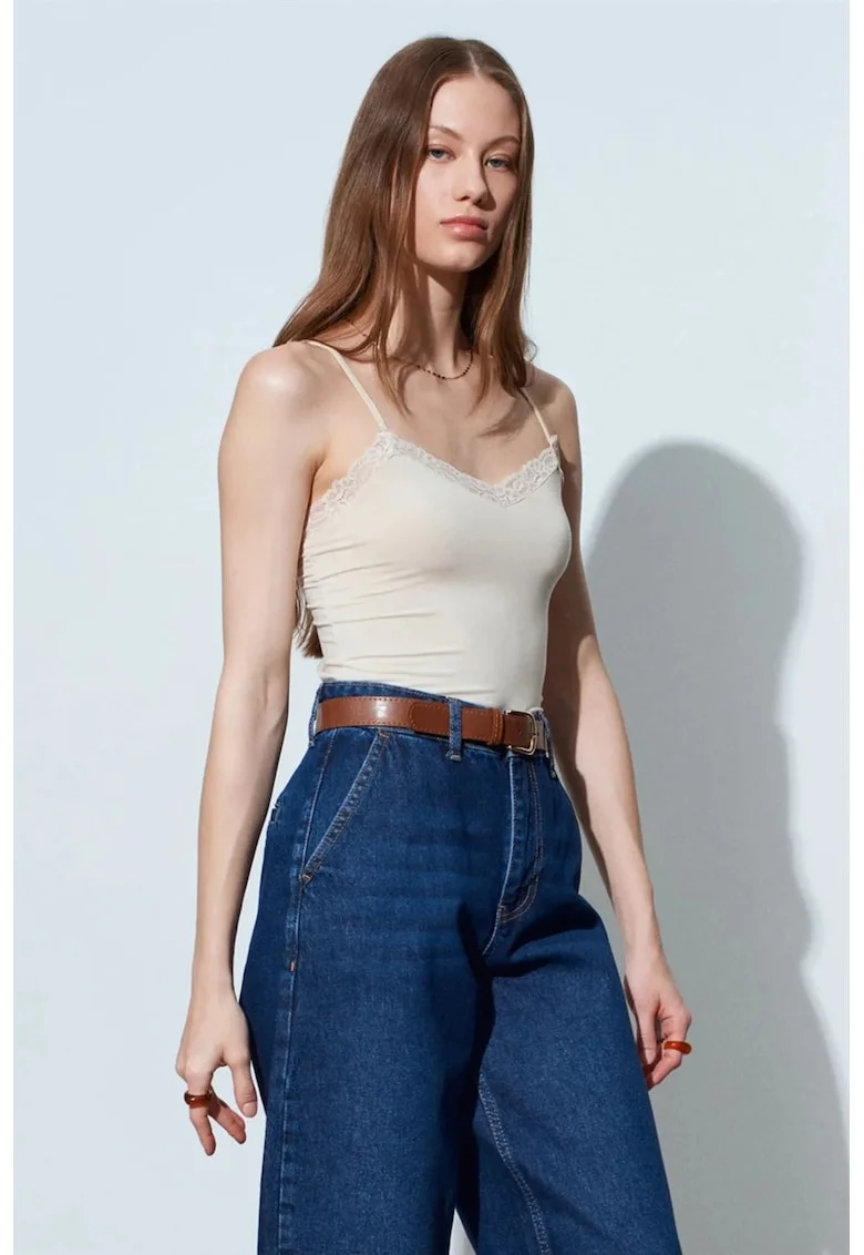 Bluze dama,  Slim Fit, casual, bej natural, 85% modal, 15% elastan
