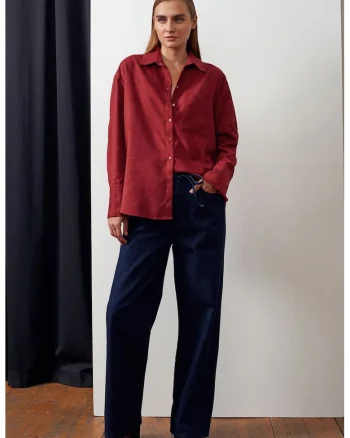 Blugi dama,  talie medie, croiala dreapta, denim albastru inchis, 100% bumbac
