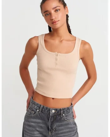 Bluze dama,  casual, cu nasturi, bej natural, 94% bumbac