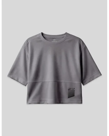 Tricou dama,  supradimensionat, gri antracit, 100% poliester, cu buzunar