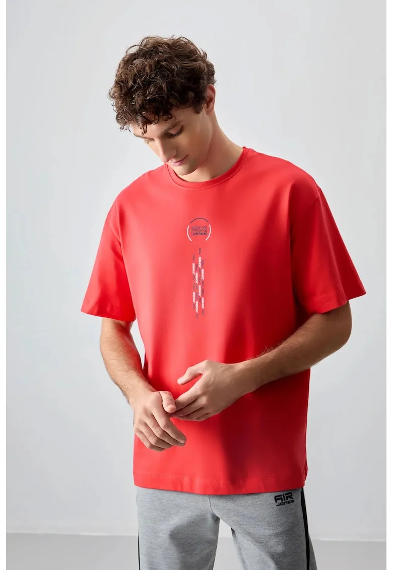 Tricou barbati  supradimensionat, rosu bumbac