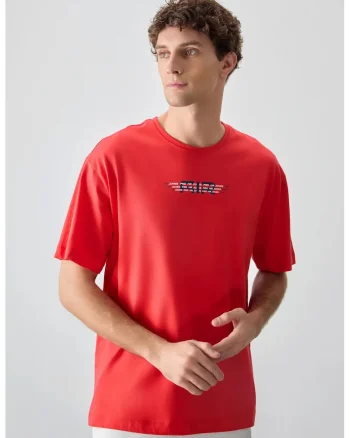 Tricou barbati  supradimensionat, rosu, bumbac