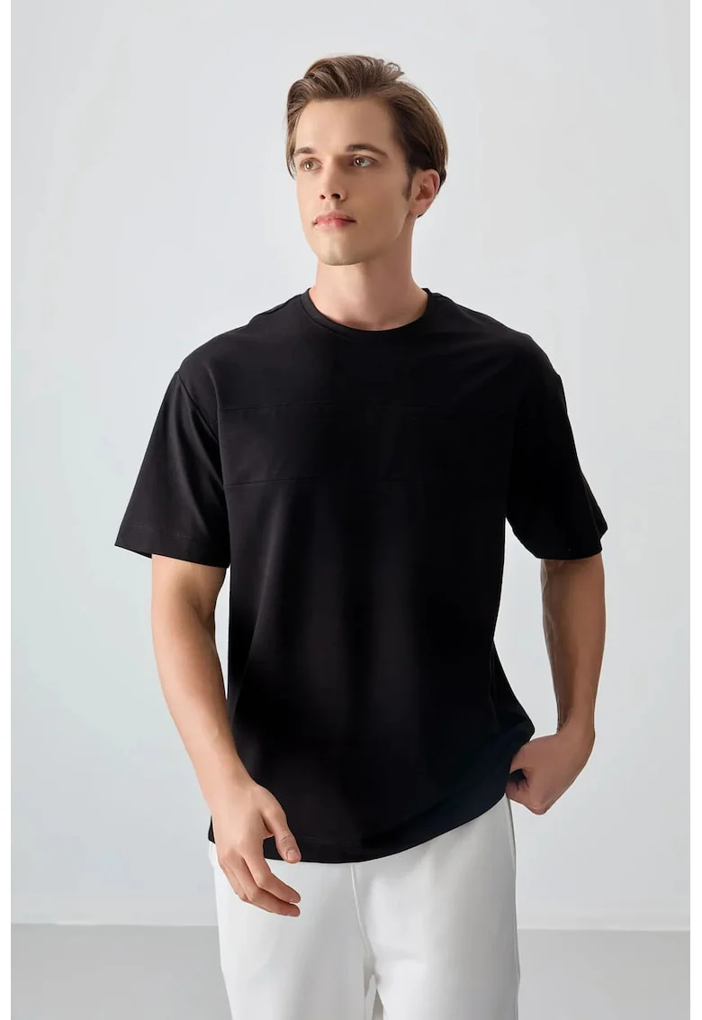 Tricou  oversized, elastic, negru, pentru barbati