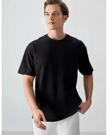 Tricou  oversized, elastic, negru, pentru barbati