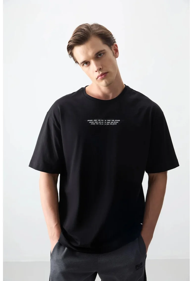 Tricou Barbati,  Oversized, Negru, Bumbac