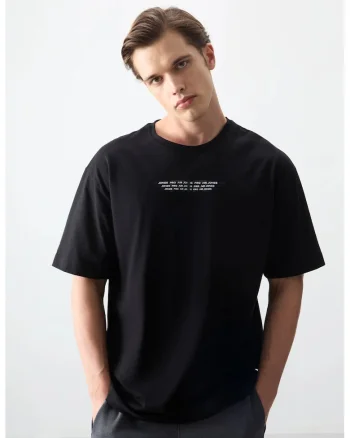Tricou Barbati,  Oversized, Negru, Bumbac