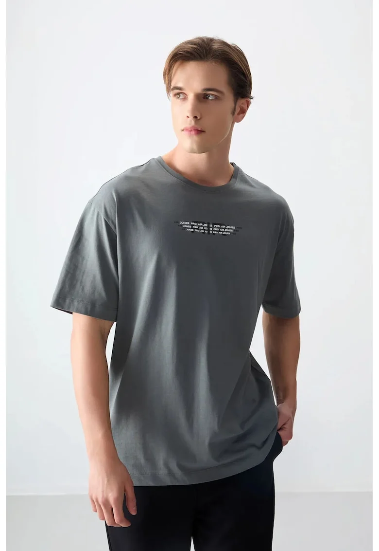 Tricou Barbati,  Oversized, Gri antracit, 100% bumbac
