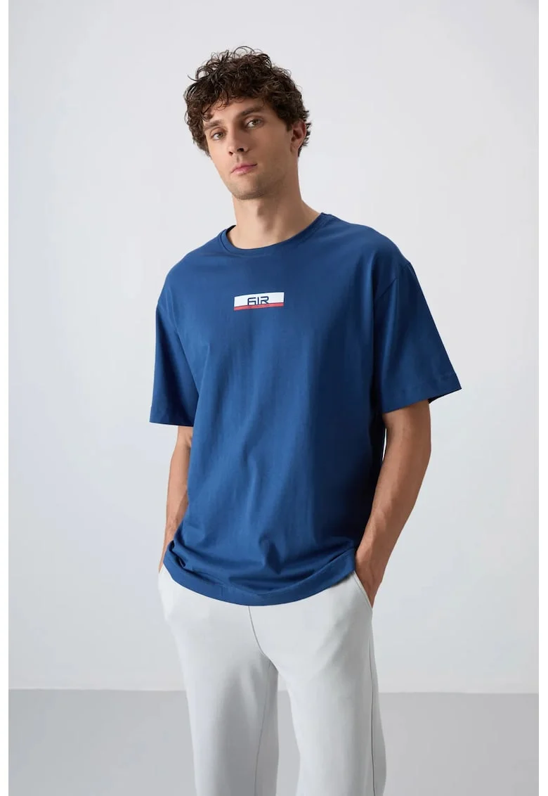 Tricou Barbati,  Oversized, Albastru Moroccan, 100% bumbac