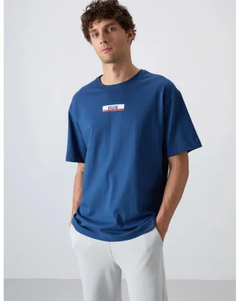 Tricou Barbati,  Oversized, Albastru Moroccan, 100% bumbac