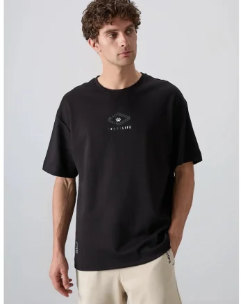 Tricou barbati  supradimensionat, negru, amestec de bumbac