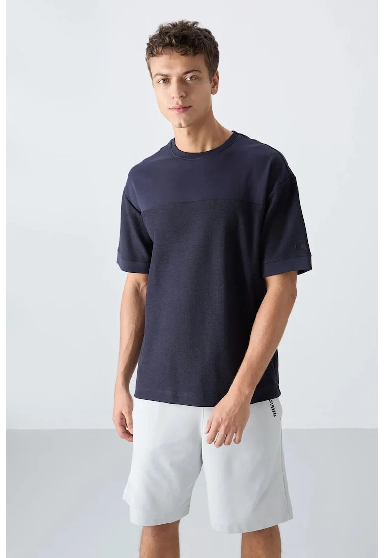 Tricou barbati  supradimensionat, bumbac, albastru marin