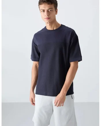 Tricou barbati  supradimensionat, bumbac, albastru marin