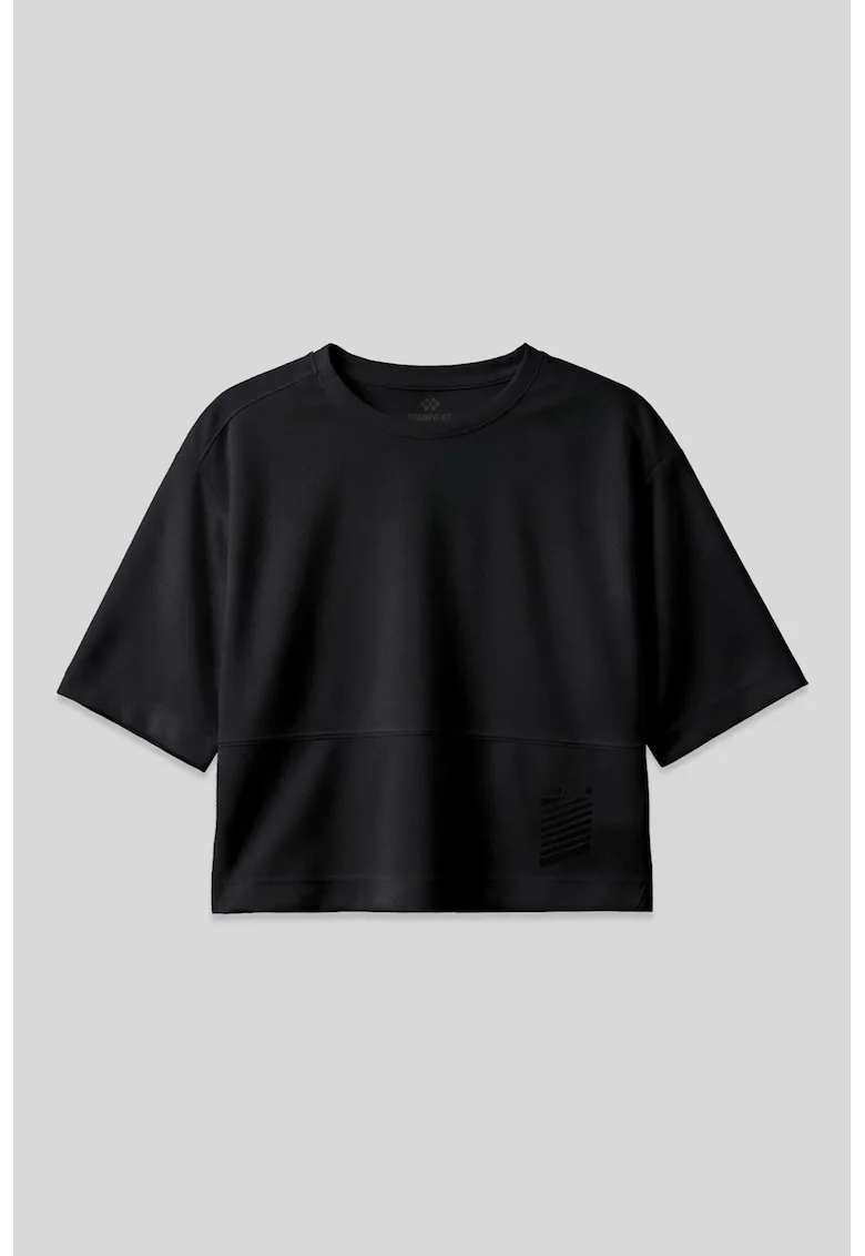 Tricou dama,  supradimensionat, cu buzunar, negru, poliester