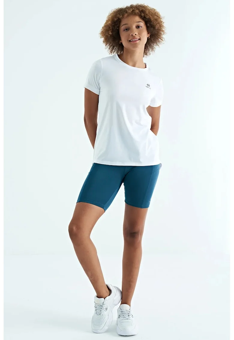 Tricou dama,  relaxat, alb, poliester cu elastan