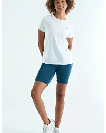 Tricou dama,  relaxat, alb, poliester cu elastan