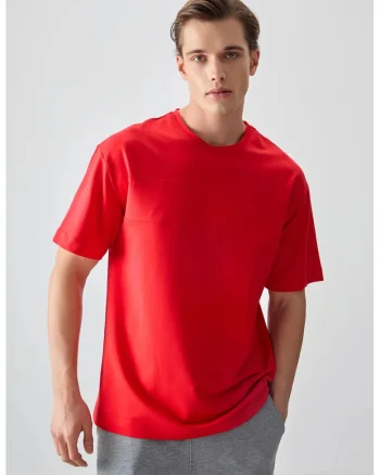 Tricou barbati,  supradimensionat, rosu bumbac