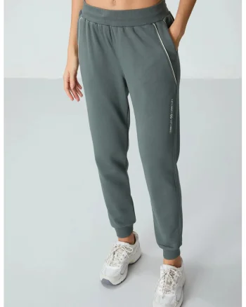 Pantaloni de trening,  amestec bumbac-poliester, gri ardezie, buzunare