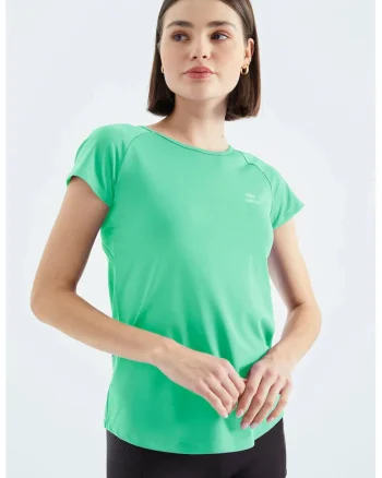 Tricou  femei, maneca scurta, verde menta, poliester cu elastan