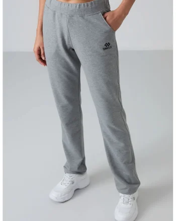 Pantaloni de trening,  talie inalta, picior drept, gri, bumbac-poliester-elastan