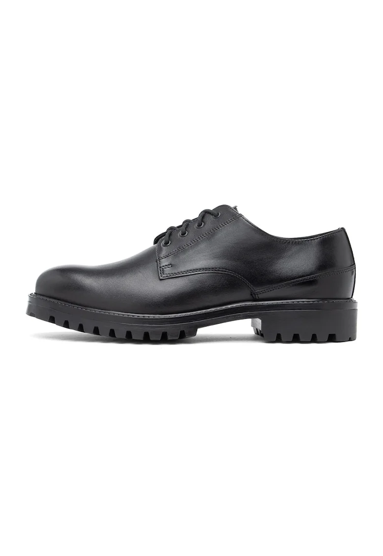 Pantofi din piele intoarsa cu sireturi, Negru