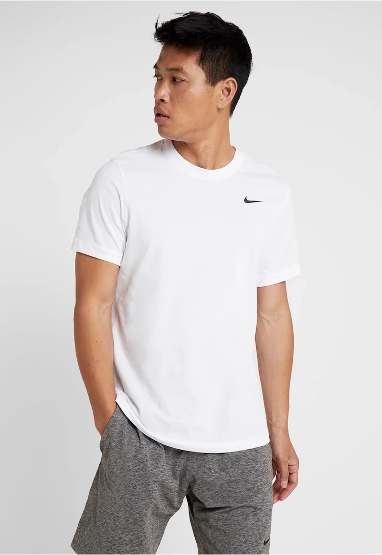 Tricou din bumbac cu decolteu la baza gatului