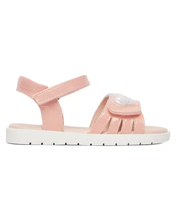 Sandale  roz, piele ecologica, sistem inchidere Velcro, Roz