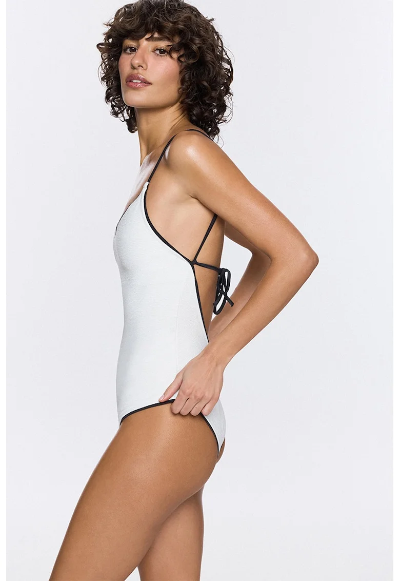 Costum de baie intreg cu bureti detasabili, Ecru