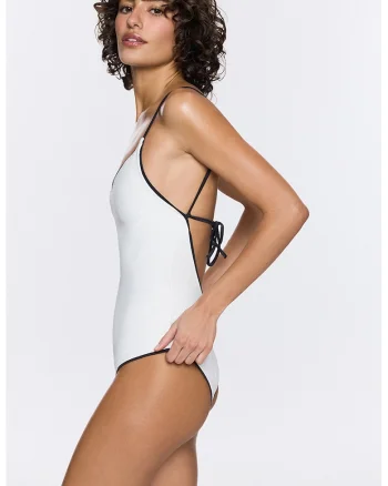 Costum de baie intreg cu bureti detasabili, Ecru