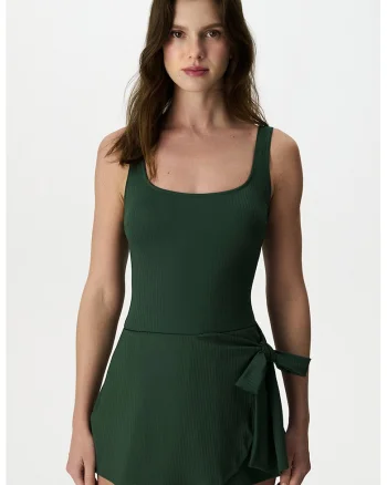 Costum de baie intreg cu decolteu patrat, Verde