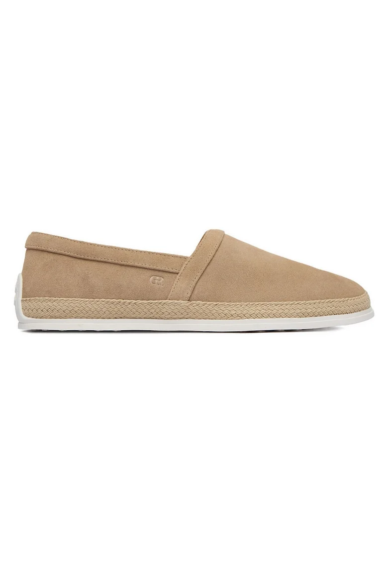 Espadrile barbati  piele intoarsa, bej, stil casual, varf rotund