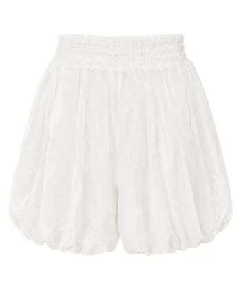 Pantaloni scurti,  mini, casual, alb, 100% poliester