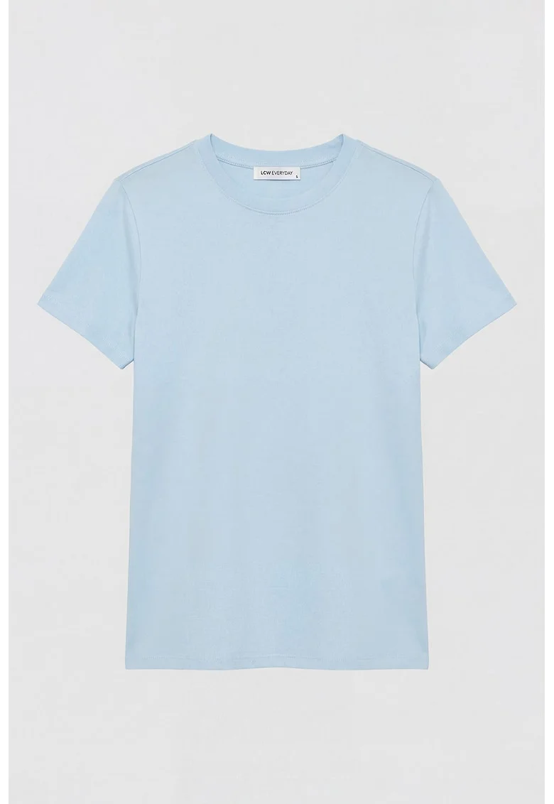 Tricou cu model uni, Albastru pastel