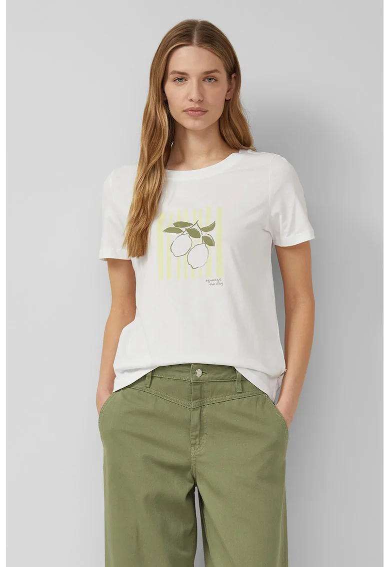 Tricou din bumbac cu imprimeu, Alb/Verde/Galben