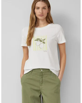 Tricou din bumbac cu imprimeu, Alb/Verde/Galben