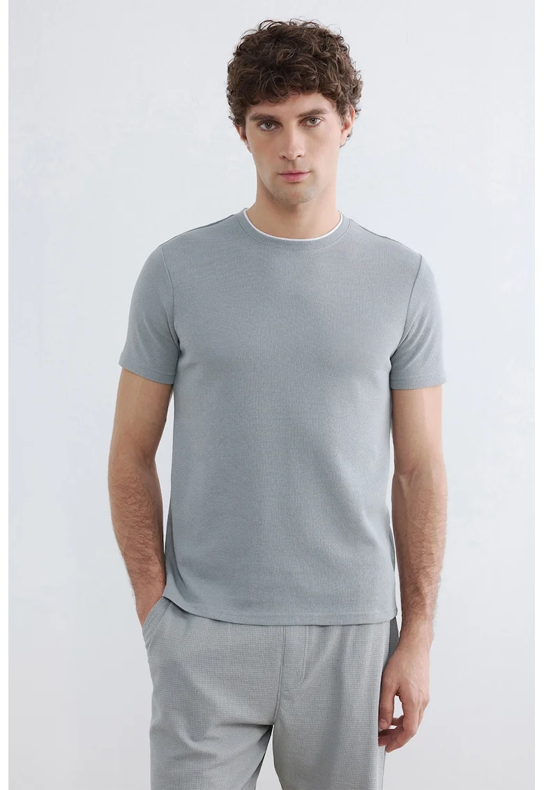 Tricou cu detaliu contrastant, Gri