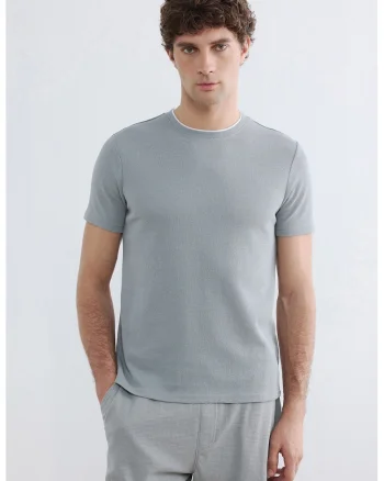 Tricou cu detaliu contrastant, Gri