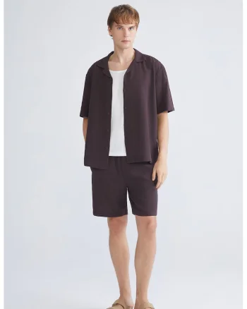 Pantaloni scurti relaxed fit din bumbac, Maro inchis