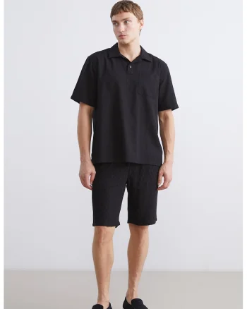 Pantaloni scurti cu model discret, Negru