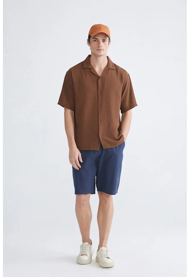 Pantaloni scurti din bumbac cu buzunare oblice frontale, Bleumarin