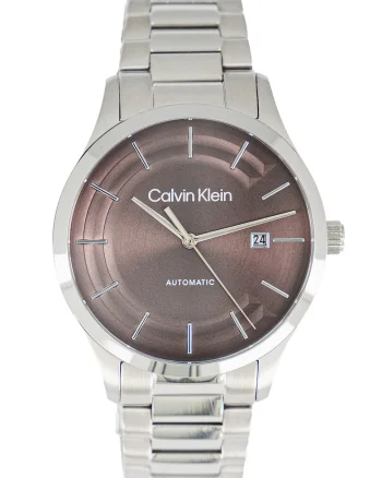 Ceas automatic din otel inoxidabil cu model unisex, Argintiu